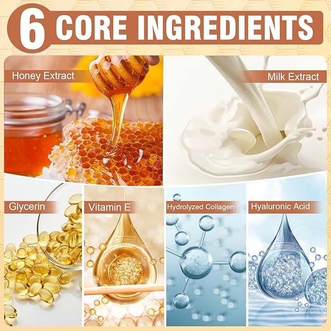 Hydrating Hand and Foot Mask, 3 Foot & 3 Hand Mask, Hand and Foot Care After Pedicure, Moisturizing Socks for Dry, Cracked Heel, Foot Spa, Honey & Milk, Vitamin E