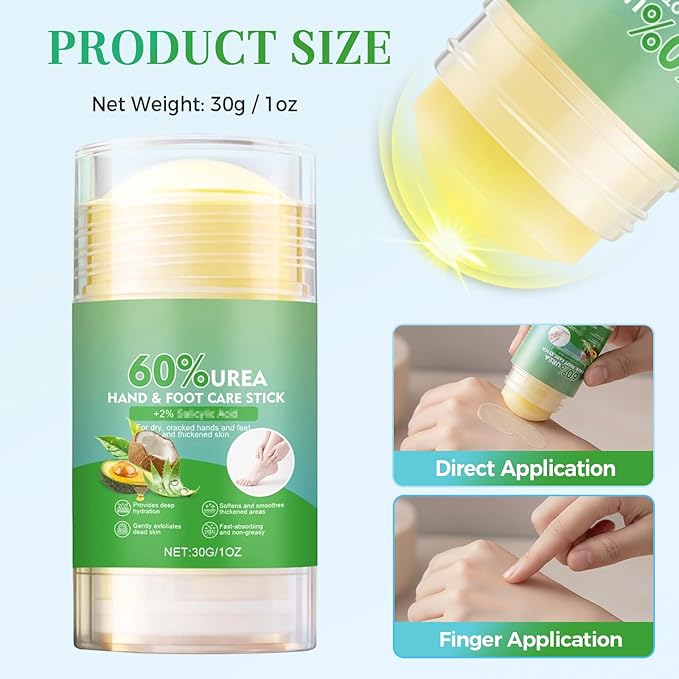60% Urea Hydrating and Anti-Cracking Foot Cream, 2026 Upgraded Hydrating Foot Care Stick, Moisturizing Balm for Dry Cracked Heels, Hands, Knees Elbows, Foot Repair Stick (3)