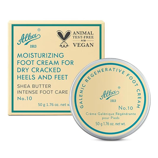 Alba1913 Vegan Foot Cream for Dry Cracked Heels & Feet – Instant Moisture Boost, Care Products for Cracked Heel Repair, Daily Foot Moisturizer Cream for Women & Men w/ Shea Butter & Coconut Oils - 50g