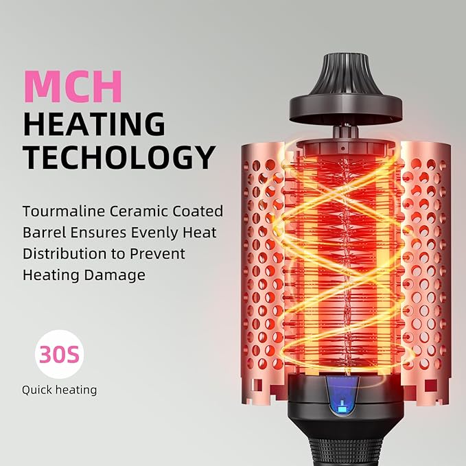 K&K Heated Curling Brush - 1.5 Inch Ceramic Tourmaline Ionic Volumizing Hot Brush for Root Volume & Loose Curls (Black)