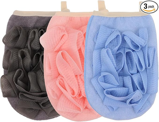 3 Pack Bath Loofah Body Sponge Brushes Loofah Exfoliating Glove Bath Shower Glove with Flower Bath Ball Bath Shower Loofah Sponge for Women and Men