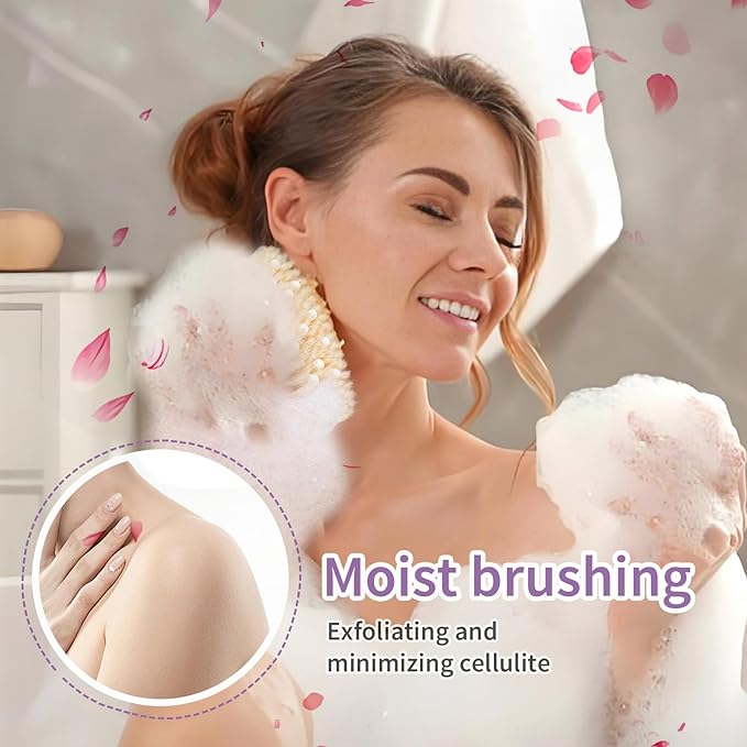 12 Pcs Dry Brushes for Body Exfoliating Brush and Massage Nodule Scrubber Beauty Exfoliator with 12 Hooks for Shower, Bath, and Back Circulation Improvement Dead Skin Remove (Oval)