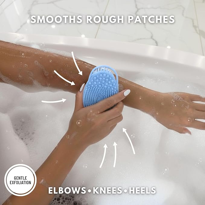 Exfoliating Body Scrubber Silicone - Textured Back Scrubber Shower Brush - Avilana Bath Loofah Alternative Dual Sided - Gentle Smoothing Body Wash Tool Rough Skin - Gift Women Men