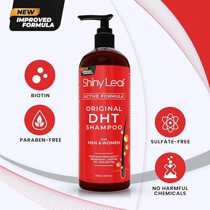 Anti-Hair Loss Shampoo With Biotin, for Men & Women - Sulfate-Free, Natural DHT Blocking Formula for Hair Growth, Thinning Hair Prevention, 16 Oz