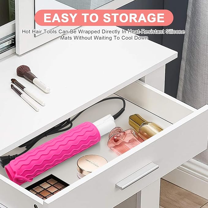 Plus Size Silicone Heat Resistant Mat, Portable Travel Hot Tools Pad Cover for Curling Iron, Flat Iron, Hair Straightener and Other Hair Styling Tools(12.0" x 9.0")