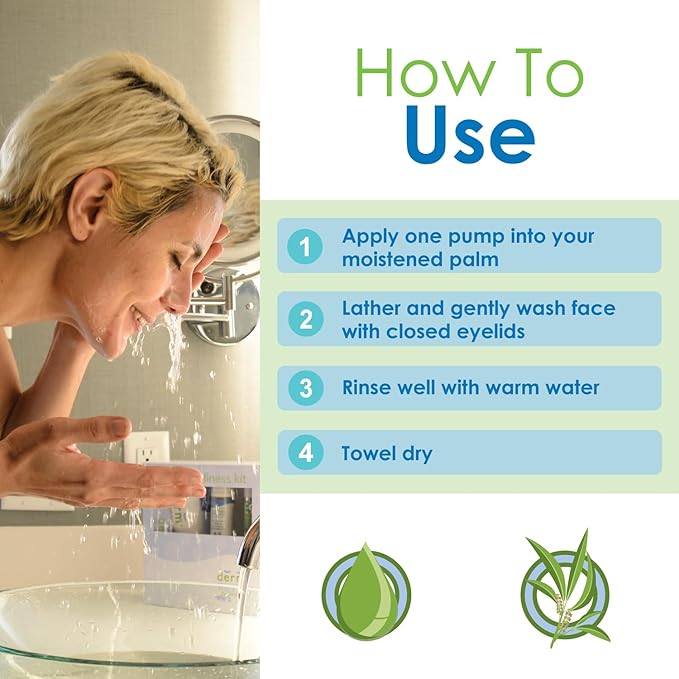 Gentle Tea Tree Oil Foaming Facial Cleanser – 6oz – Non-Irritating Eyelid Cleanser & Face Wash with Tea Tree, Chamomile & Shea Butter