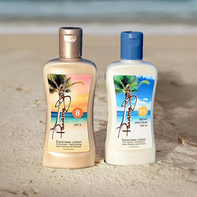 Panama Jack Golden Hour Duo - Travel Sunscreen Lotion SPF 8 & 15 Suntan Sun Care Pack