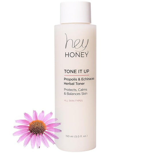 Hey Honey Tone It Up Facial Toner with Propolis Echinacea & Niacinamide | Soothes Skin Redness Hydrates & Restores Skin Barrier | Alcohol-Free Toner for Sensitive & Rosacea-Prone Skin | 5.0 oz