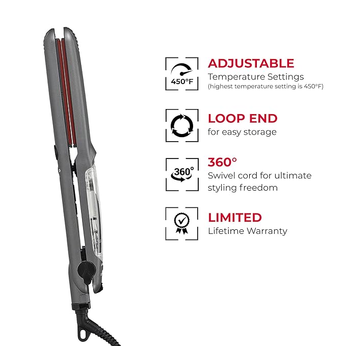 Cortex Professional Vapor Flat Iron - Vapor Mist Thermolon Ceramic Plates - Argan Infusion Steamliner - Professional Hair Straightener - with Argan Refill Bundle - 1.25’’ (Black)