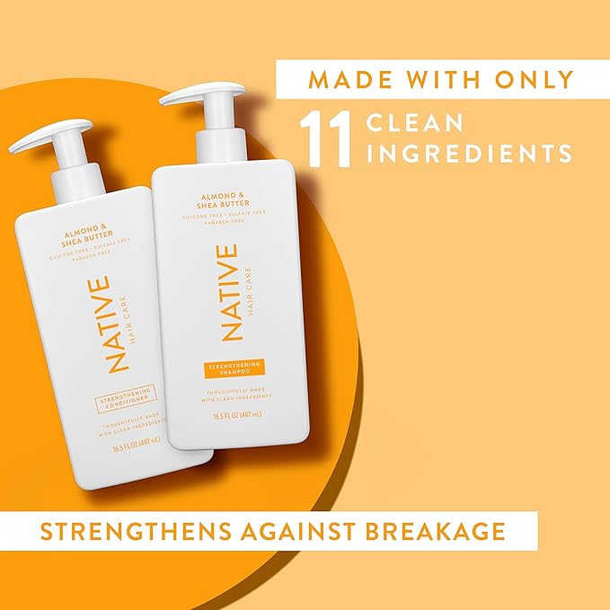 Native Shampoo and Conditioner Contain Naturally Derived Ingredients| All Hair Type Color & Treated, Fine to Dry Damaged, Sulfate & Dye Free - Almond & Shea Butter, 16.5 fl oz each (2 pack)