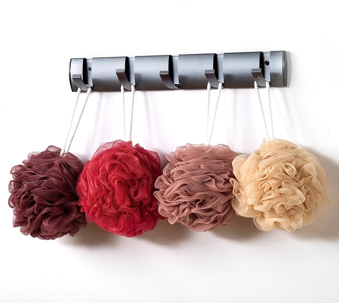 Loofah Sponge XXL-100g 4 Pack, Bath Sponge Soft Mesh Shower Puff Loofah for Men, Exfoliating Body Scrubber for Women, Shower Accessories (Cherry Red)