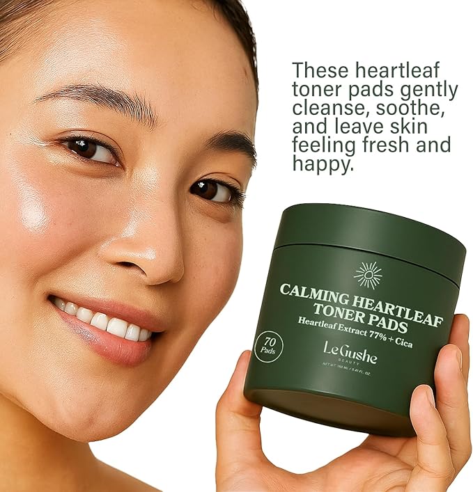 Le Gushe Heartleaf Face Toner Pads (70 Count) - Calming and Hydrating Toning Pads - CICA and Heartleaf Toner - for Troubled Skin and Breakouts (160 ml/ 5.41 fl oz)