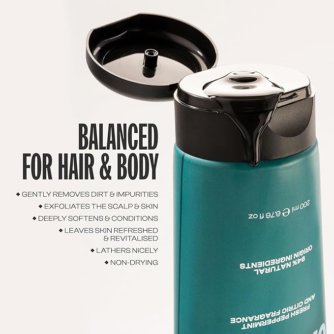 Men Rock Hair and Body Shampoo - 2-in-1 Hydrating Mens Body Wash - Volumizing and Moisturizing Shampoo for Men - Skincare Products - 6.76 oz