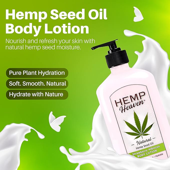 Hemp Heaven Hemp Lotion - Lotion Strawberry Dream with Strawberry Hibiscus Scent - Natural Hemp Seed Oil, Paraben-Free, 18 oz, Made in USA, Nourishing for Men & Women, EWG Verified, Anti-Aging