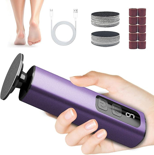 Electric Foot Callus Remover & Nail File - Electric Callus Remover for Feet, 9 Adjustable Speeds, 1800mAh Rechargeable, Portable Aluminum Body w/Type-C Charging for Home & Travel (Purple)