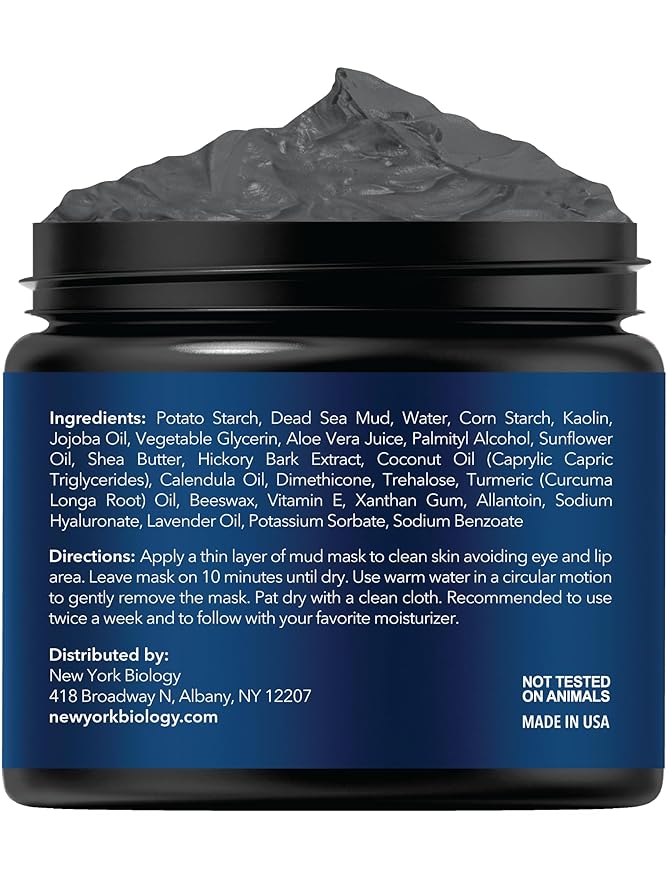 New York Biology Dead Sea Mud Mask for Face and Body | with Turmeric Oil | Spa Quality Pore Refiner for Oily Skin | Natural Skincare for Women & Men | Tighten Skin for A Healthier Complexion | 4 oz