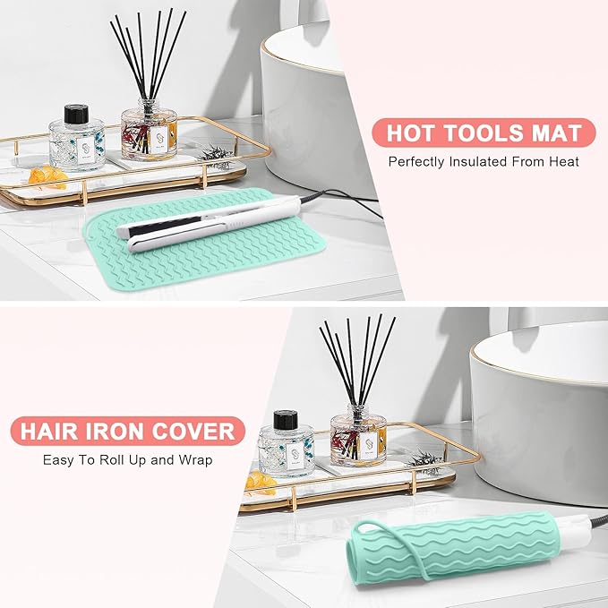 Plus Size Silicone Heat Resistant Mat, Portable Travel Hot Tools Pad Cover for Curling Iron, Flat Iron, Hair Straightener and Other Hair Styling Tools(12.0" x 9.0")