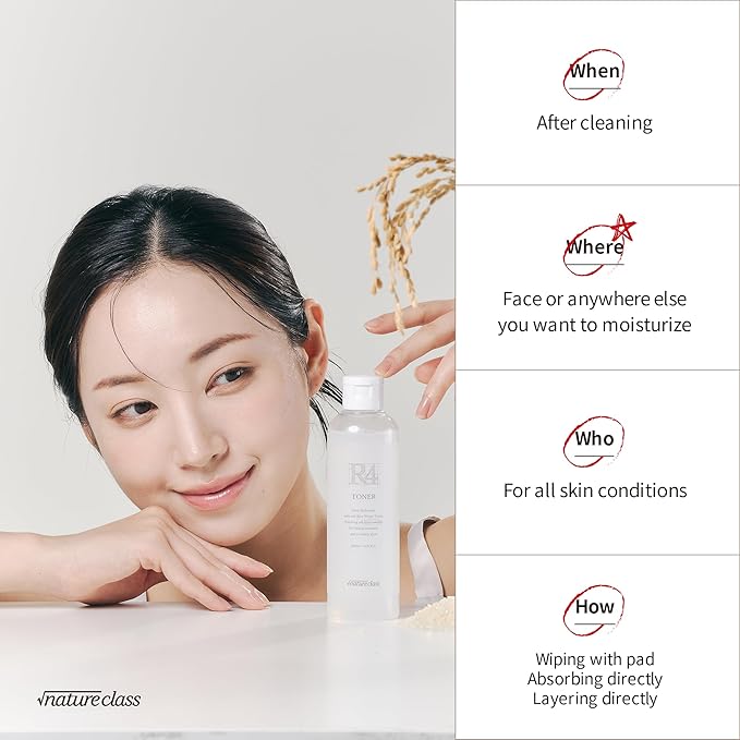 R4 Hydrating Rice Toner – Glass Skin, Toner for Face, Deep Moisturizing, Rice Water, Hyaluronic Acid, Squalane, Korean Skin Care, Fragrance Free, Sensitive Skin, 6.76 fl oz