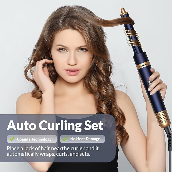 6 in 1 Professional Hot Air Styler, Hair Dryer Brush Set for Curling, Fast Drying, Smoothing, Volumizing, Multi Hair Styling Tools with Travel Case - No Heat Damage - Suitable for All Hair Styler