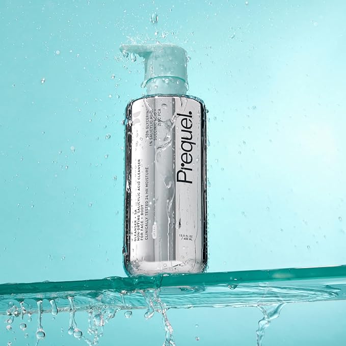 Prequel Skin Gleanser SA, Moisturizing Glycerin Face Wash,1% Salicylic Acid Face Cleanser, Unscented and Combination Skin Face Soap, 13.5 fluid ounce (Pack of 2)