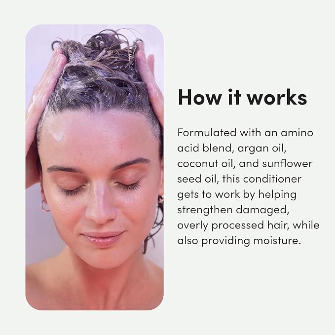 hers triple threat hydrating conditioner for damaged hair, leaves hair looking shiny and strong, color sage formula with an amino acid blend, argan, coconut, sunflower seed oil, 2 pack, 6.4oz