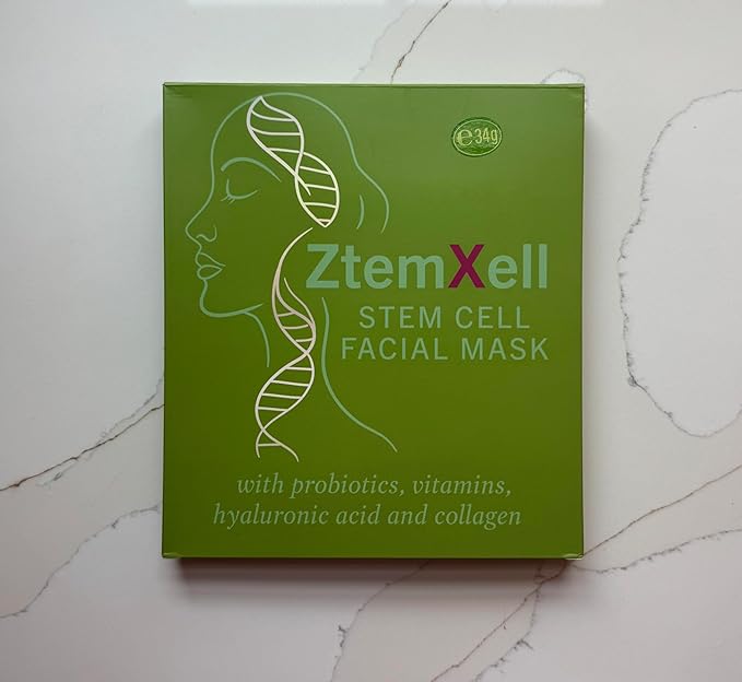 Face Mask, Anti-Aging Sheet Mask with Stem Cell Growth Factors, Hydrating, Rejuvenating, Bio-Cellulose, 4 Count