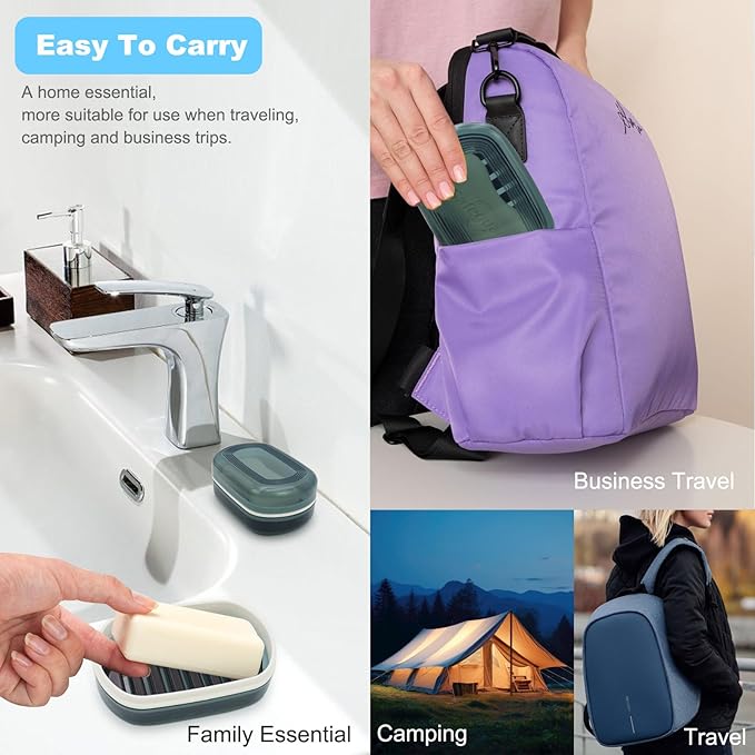 Travel Soap Container, Bar Soap Holder, Portable Soap Case, Soap Dish with Lid for Traveling, Camping, Gym, Bathroom (Blue Style-1)