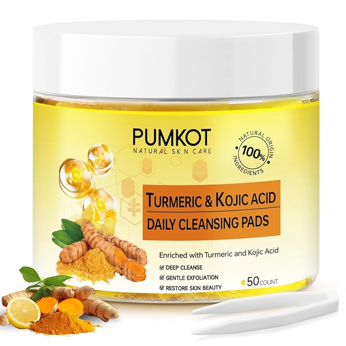 Turmeric Kojic Acid Cleansing Pads, Turmeric Face Scrub Pads Enriched with Kojic Acid, 50PCS
