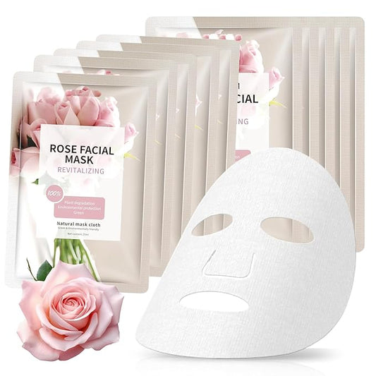 Face Masks Skincare for All Skin Types, Pink Rose Hydrating Face Sheet Masks Suitable for Sensitive Skin, Moisturizing Facial Mask for Women Skin Care, Face Mask Gifts for Face Spa 10 Sheets