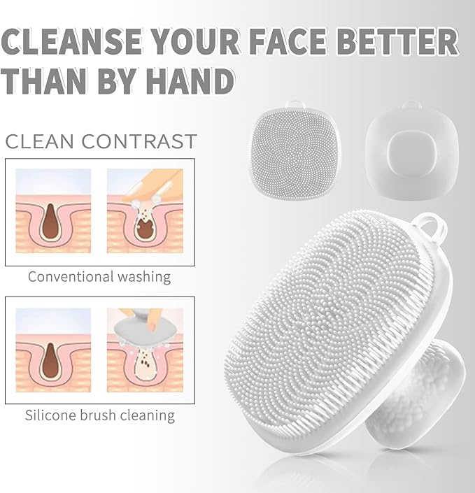 Silicone Face Scrubber for Men Facial Cleansing Brush Silicone Face Wash Brush Manual Waterproof Cleansing Skin Care Face Brushes for Cleansing and Exfoliating (White)