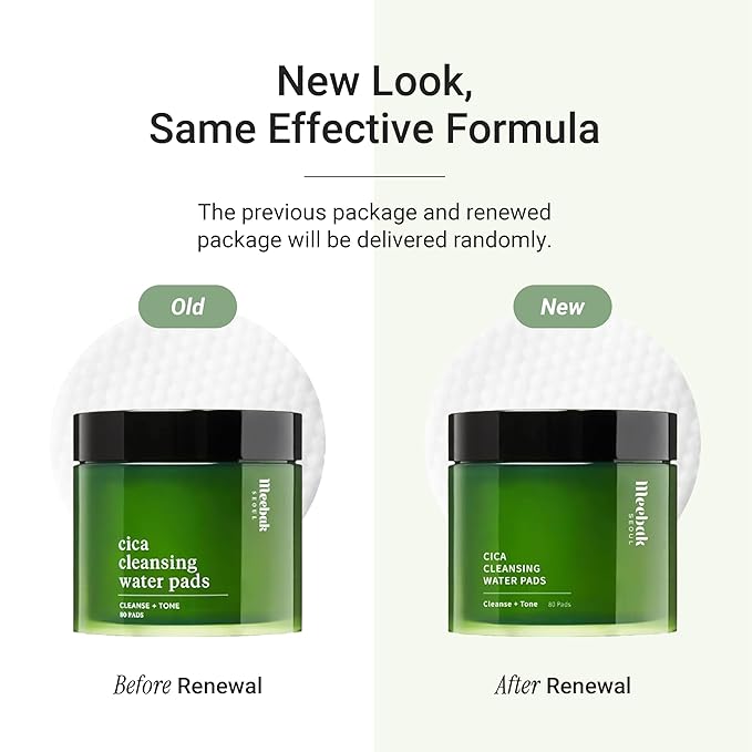 Meebak Cica Cleansing Water Pads | Korean Makeup Remover Wipes | Micellar Water Makeup Remover Wipes | Exfoliating Toner Pads for Glass Skin | Hydrating & Calming for Sensitive Skin - 80ct