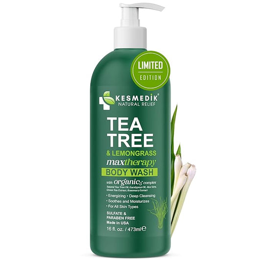 Tea Tree Lemongrass Body Wash MaxTherapy, Itchy Skin Relief, Antifungal Defense, Fights Body Odor, Soothes Jock Itch & Athlete's Foot, Intimate Wash, Men & Women, 16 fl oz, Limited Edition