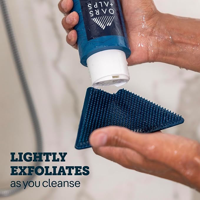 Oars + Alps Silicone Body Scrubber, Exfoliating Body Scrubber, Gently Exfoliate and Cleanse Skin, Non-Slip Handle Cleansing Brush, 1ct