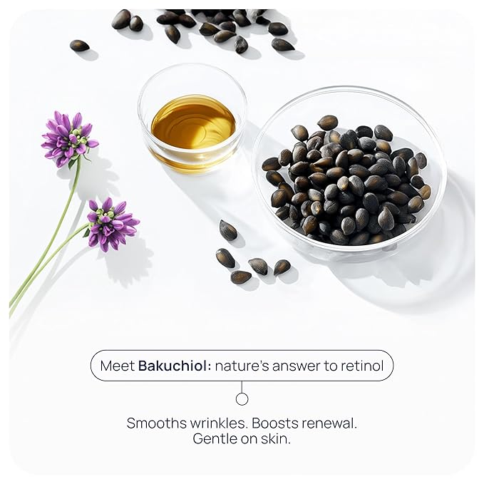 PUREANCE Organic Bakuchiol Plumping Serum - Bakuchiol for Face Skin and Wrinkles - Cellular Restore Serum - With Jojoba Oil, Sea Buckthorn, Camu Camu, Babchi, Maple Leaf Extracts & More - 1 Fl Oz