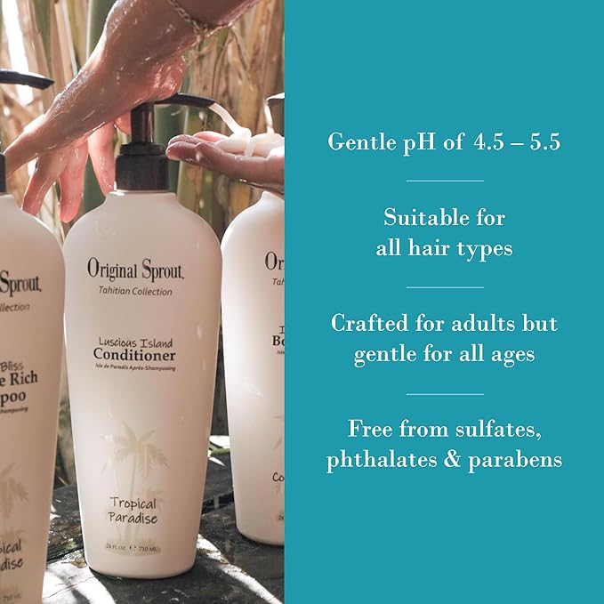 Original Sprout Luscious Island Conditioner for All Hair Types Including Color-Treated, Damaged & Dry Hair, Hydrating & Moisturizing Conditioner with Mongongo Oil, Vegan, Sulfate Free, 8 fl oz