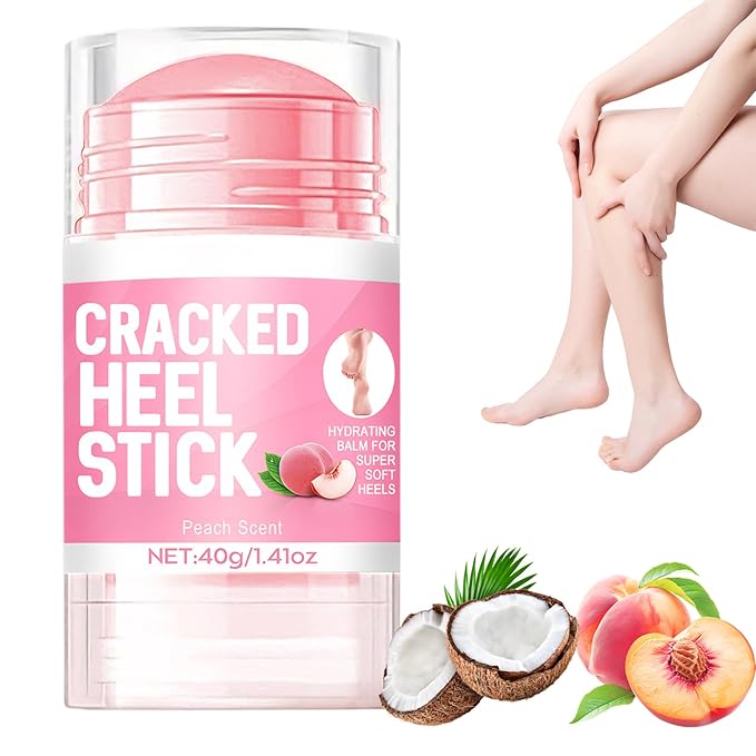 60% Hydrating Urea Foot Cream,Cracked Heel Stick Plus 2% Moisturising Salicylic Acid, Foot Balm Stick for Removing and Smoothing Cracked Hands Elbows Feet Knees, Peach Scent Heel Balm Repairs Dry Skin