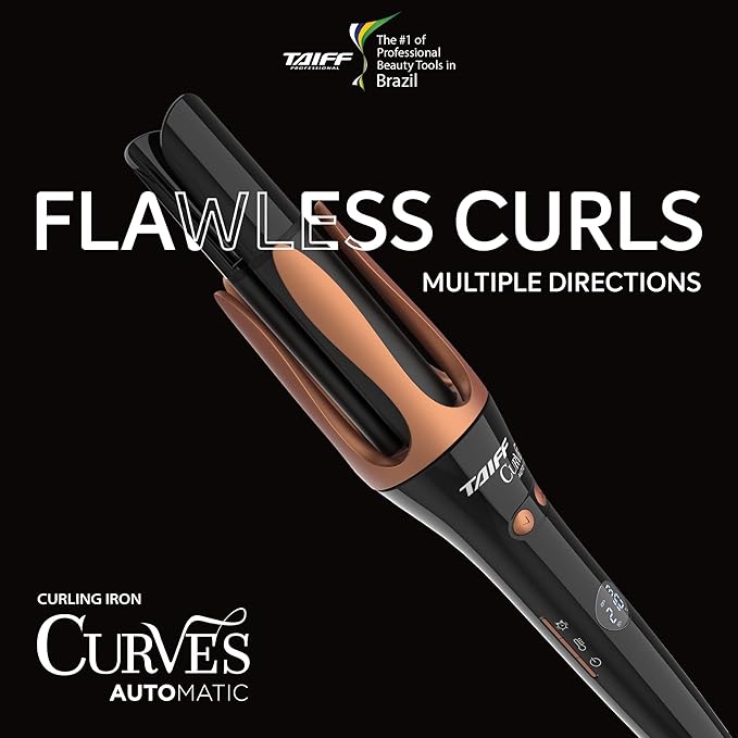Taiff Automatic Curling Iron | 1¼" Rotating Barrel with Ion Technology | PTC Fast Heating | 3 Heat Settings 340°F–410°F | Dual Voltage Hair Curler for Smooth Frizz Free Long Lasting Curls