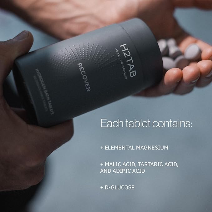 Molecular H2TAB Hydrogen Bath Tablets – 60 Count – Fragrance-Free Hydrogen Bath Bombs for Muscle Relief, Skin Hydration & Oxidative Stress Support – Magnesium-Based Antioxidant Detox Bath