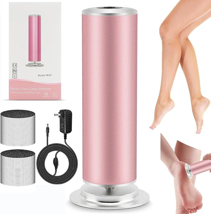 Feet Heel Shaver for Men Women, Electric Callus Grinder for Foot Filer Remover Pedicure Tools, Professional Sander Callus Remover with 60Pcs Sandpaper Discs Dead Cracked Skin and Calluses (Pink US)