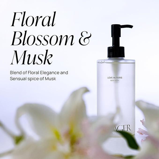 VOYAGER Foaming Body Wash with Pump, Non-stripping, Nourishing & Deep Hydration Cleanse. 10.14 Fl. Oz./300ml (Rose)