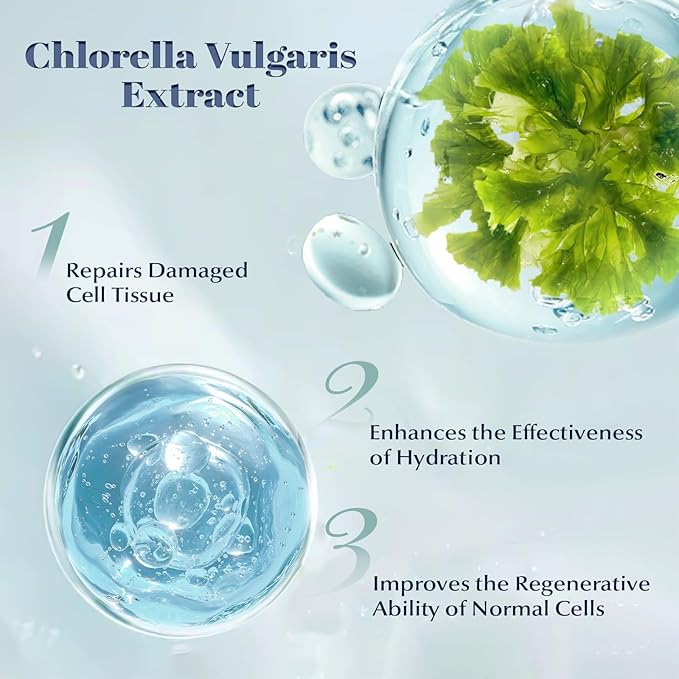 Chlorella Deep Hydrating Mask,with Bio-Collagen,Hyaluronic Acid and Chlorella | Sheet Facial Mask Skincare | Improves Hydrating,Firming,Glowing | Skin moisturizer masks,5ea