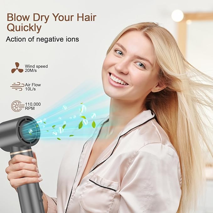 5 in 1 Hot Air Brush - Blow Dryer Brush & Air Curling Wrap Styler with Negative Ion Technology, Hair Dryer Brush for Drying, Curling, Straightening & Styling, Holiday Gift for Women (Grey)