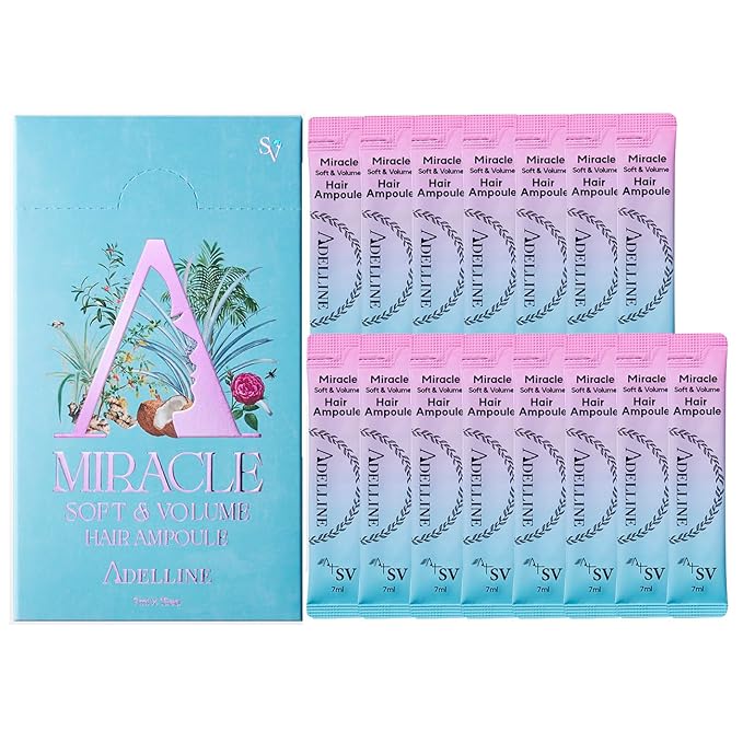 ADELLINE Miracle Hair Ampoule 15 Set | Korean Hair Care with 4 Low-Molecular Proteins & 17 Amino Acids | Water-to-Cream Hair Filler for Damaged Hair | Silicone-Free Scalp & Volume Treatment