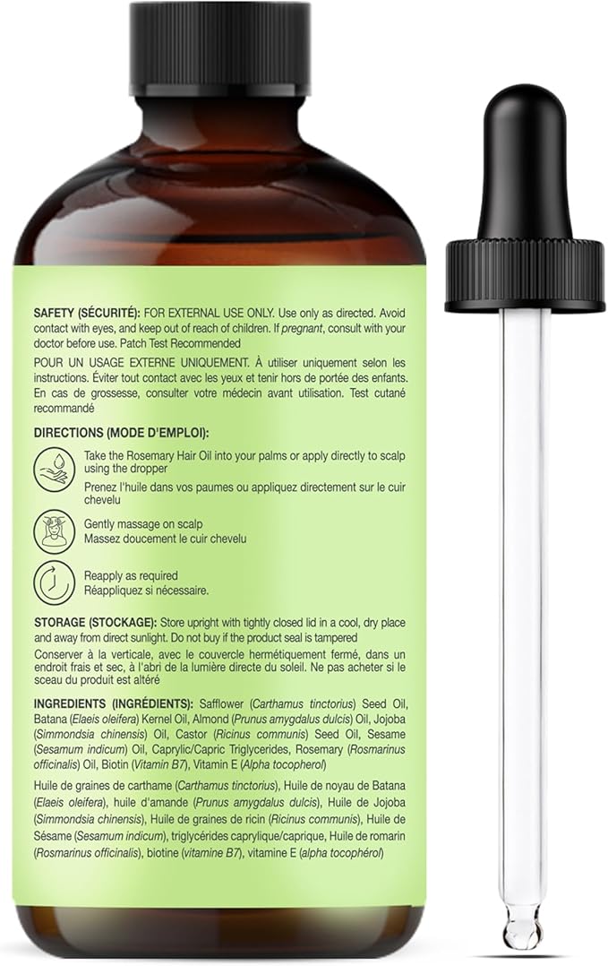 Botanic Hearth 100% Pure Rosemary Batana Oil For Hair Growth | Hair Oil Repairs Dry Damaged Hair, Strengthening, Healthier - Hair Tonic, 2 fl oz