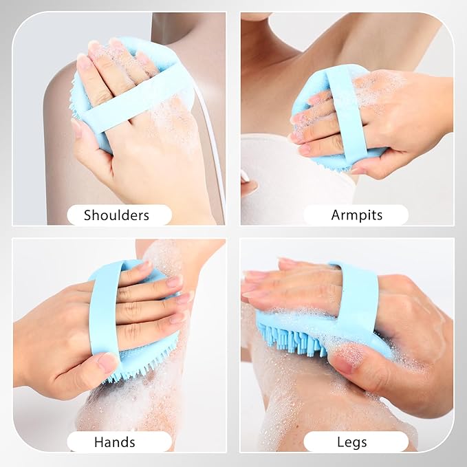 Silicone Body Scrubber, Exfoliating Body Scrubber for Sensitive Skin, Silicone Body Scrubber Shower Brush, Silicone Body Brush for Showering (Black, 1Pcs)