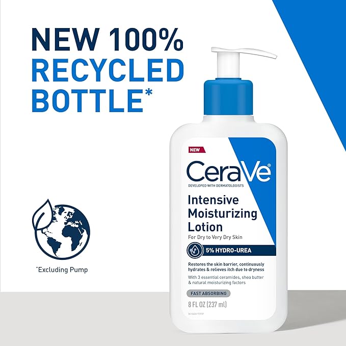 CeraVe Intensive Moisturizing Lotion, Hydro-Urea + Shea Butter, Body Lotion For Dry Skin, Relieves Signs Of Extra Dry Skin, Non Greasy Hydrating Cream For Rough, Tight, Red & Itchy Skin, 8oz