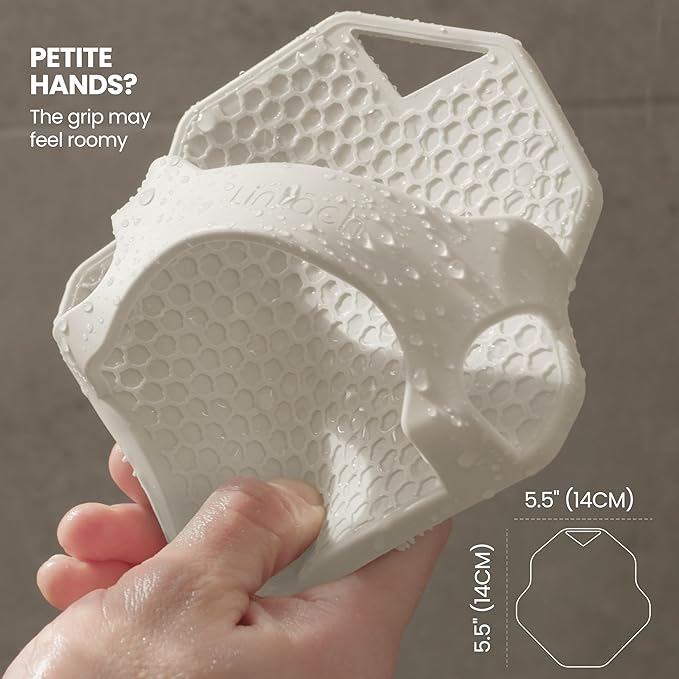 Silicone Shower Scrubber for Body – Exfoliating Loofah Alternative, Zinc & Silver-Infused, Hygienic & Gentle for Sensitive Skin, Durable & Long-Lasting Body Scrubber for Men - White Sand