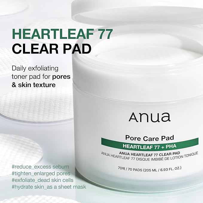 ANUA Heartleaf 77 Toner Pad 70 Sheets, PHA Dead Skin Care Low pH with Korean toner pads, Daily exfoliating, Quick & Easy Facial Mask With Hearleaf, Korean Skin Care