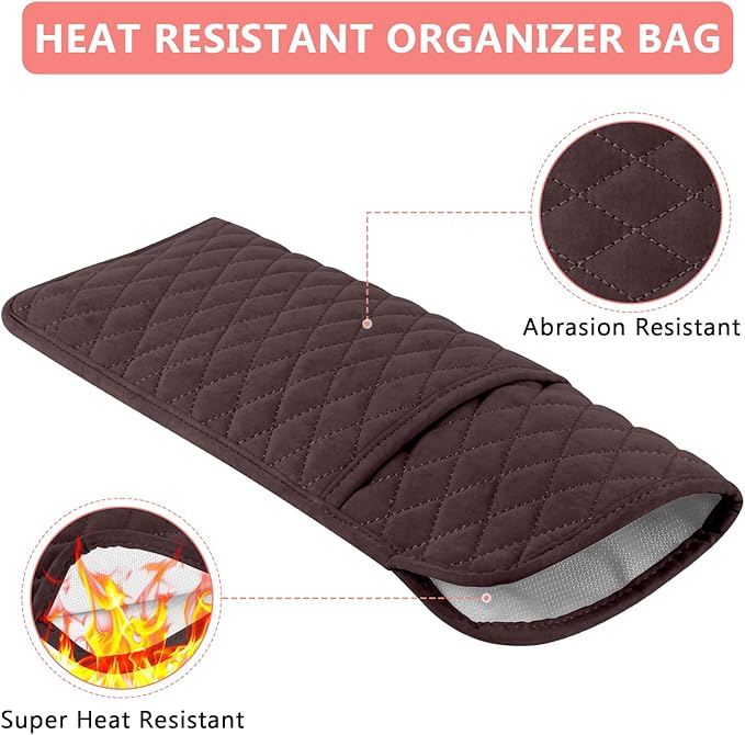 Heat Resistant Hair Tools Organizer Bag Portable Travel Storage Cover Pouch for Hair Straighteners, Curling Irons, Flat Irons and Hot Styling Tools(13.8" x 5.5")
