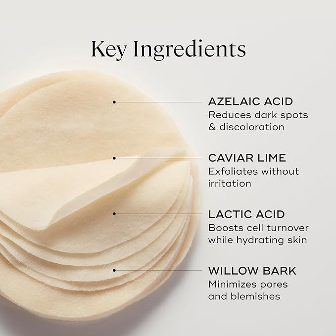 EVER Reveal Biomimetic Peel Pads - Exfoliating & Brightening Travel Pack, 10 Count – Azelaic Acid, Caviar Lime & LSR10 for Radiant, Smoother Skin